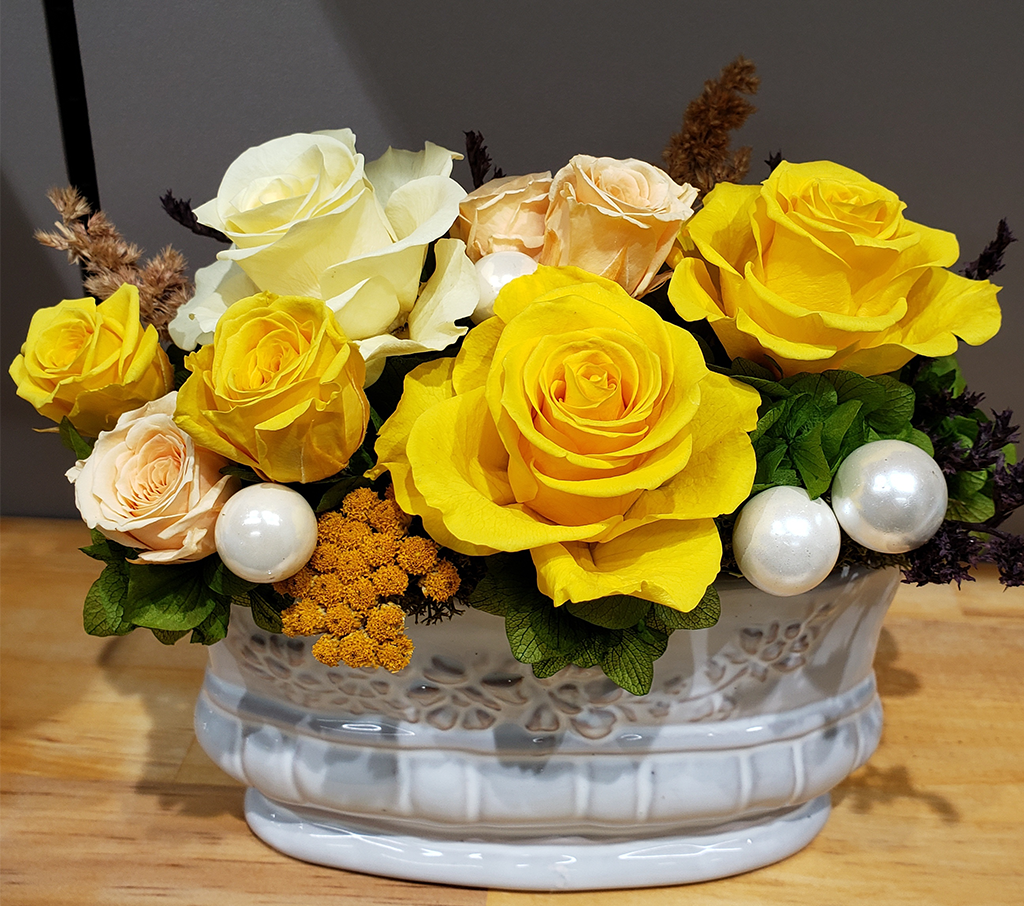 プリザーブドフラワー： フレンチアンティーク:イエロー(黄